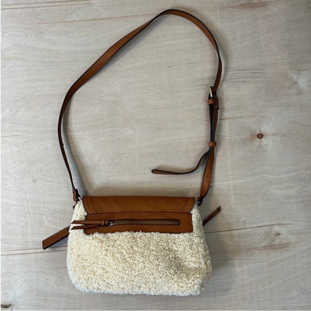 Sole Society Sherpa and Tan Leather Crossbody Bag - Picture 3 of 8